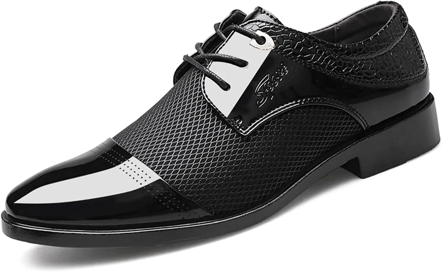 Men's Patent Leather Dress Shoes Casual Oxford Lace-up Shoes Business Formal Shoes Tuxedo Office Shoes for Men