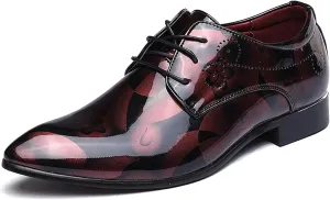 Men's Patent PU Leather Derby Shoes Wedding Wingtip Dress Shoes Men's Formal Footwear