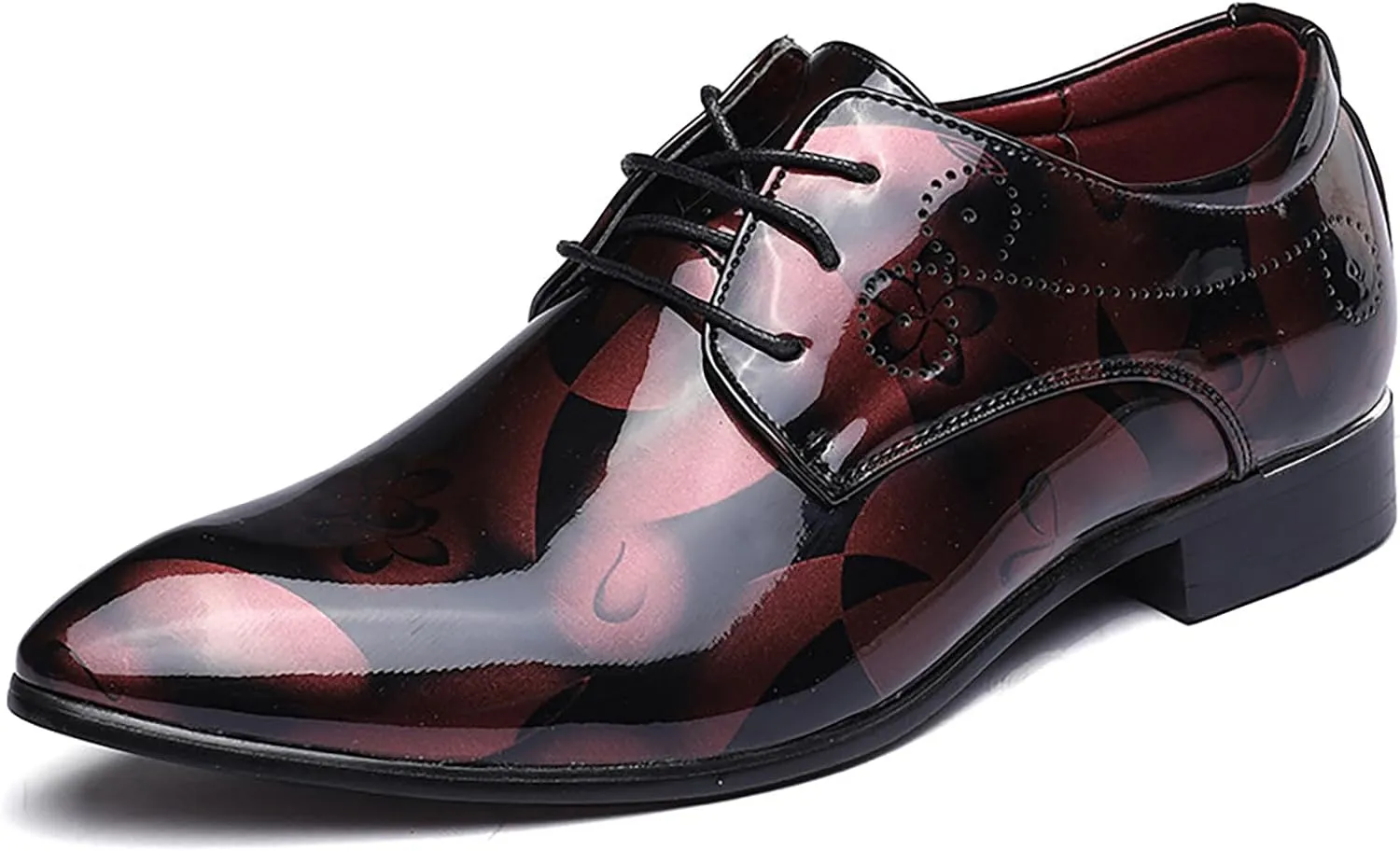 Men's Patent PU Leather Derby Shoes Wedding Wingtip Dress Shoes Men's Formal Footwear