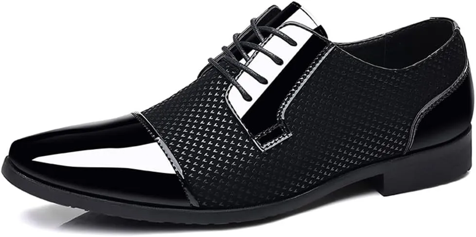 Men's Patent Tuxedo Dress Shoes Classic Lace-up Formal Business Shoes Oxfords
