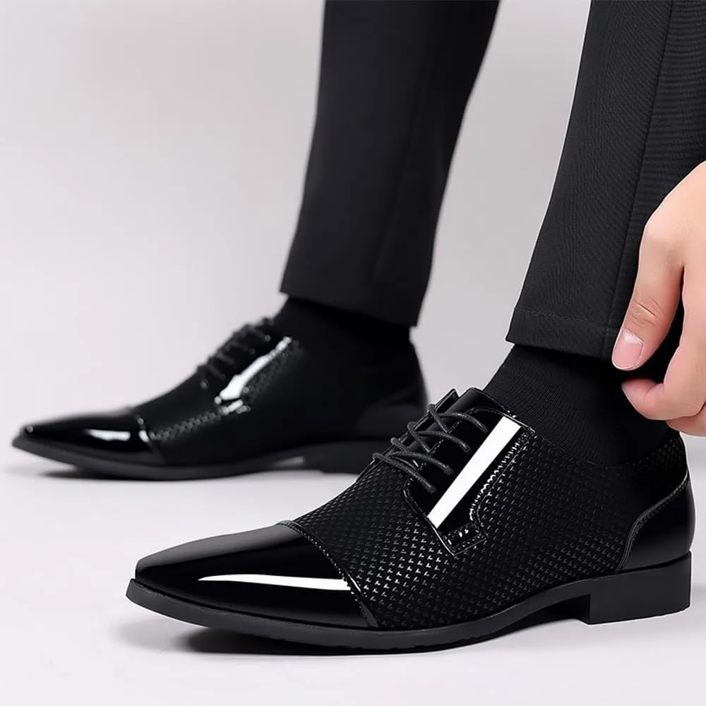 Men's Patent Tuxedo Dress Shoes Classic Lace-up Formal Business Shoes Oxfords