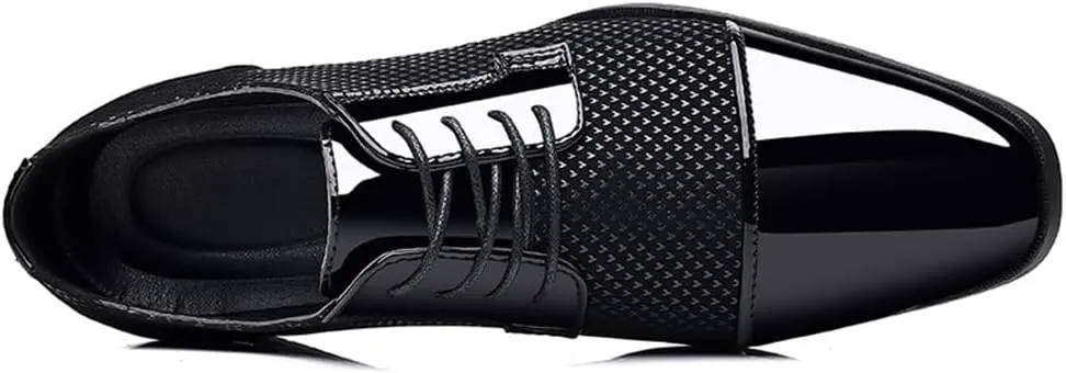 Men's Patent Tuxedo Dress Shoes Classic Lace-up Formal Business Shoes Oxfords