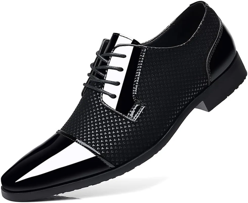 Men's Patent Tuxedo Dress Shoes Classic Lace-up Formal Business Shoes Oxfords