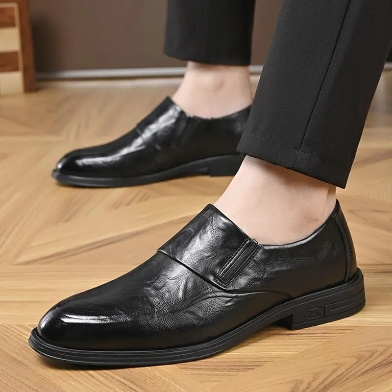 Men’s Platform Slip-On Derby Shoes – Comfortable Formal Business Dress Shoes for Wedding