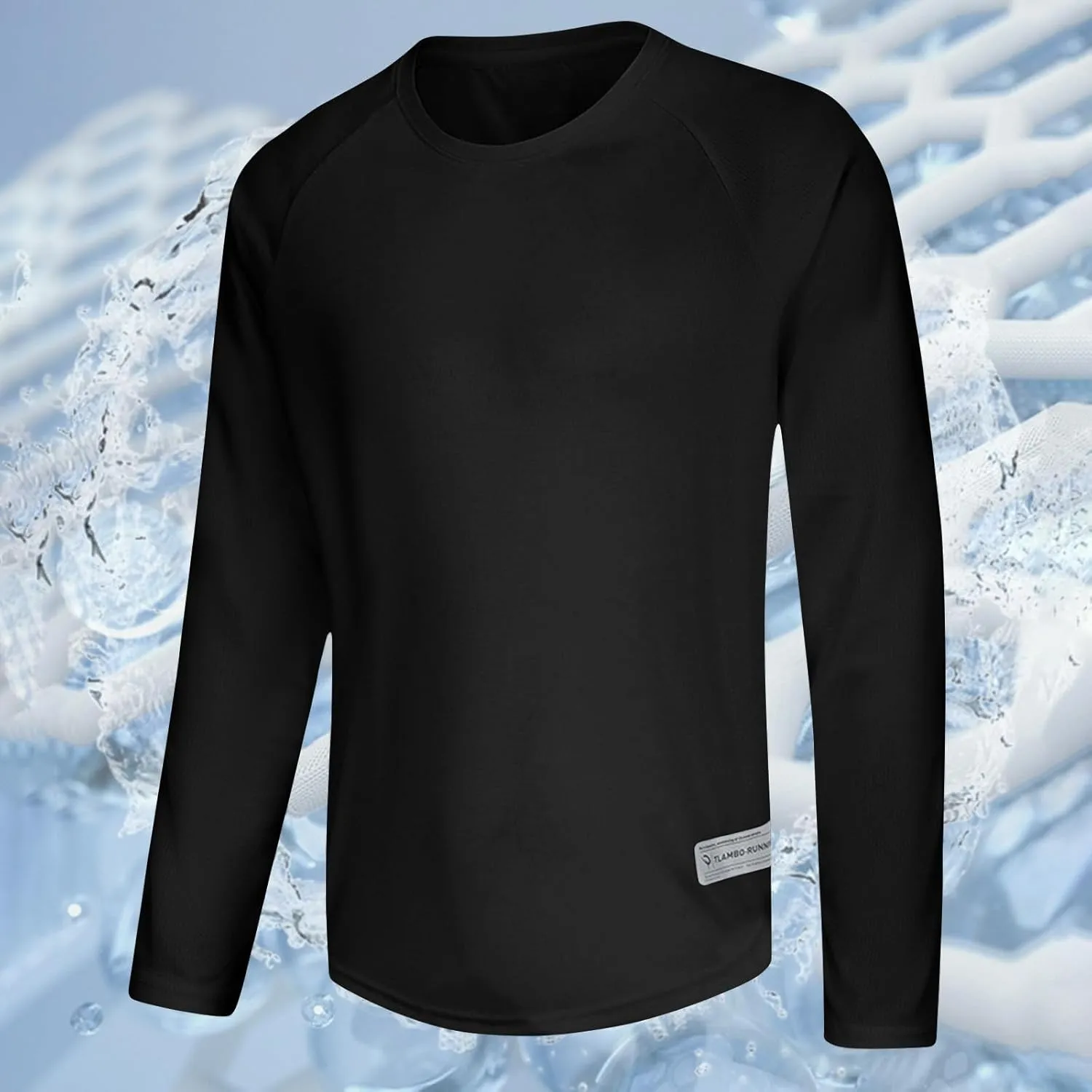 Mens Plus Size Wrinkle Free Tops Long Sleeve Crew Neck T-shirts Summer Solid Color Tees Lightweight Comfy Sweatshirt