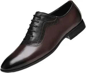 Men's Pointed-Toe Oxford Shoes Shiny Patent Leather Lace-Up Formal & Party Dress Shoes