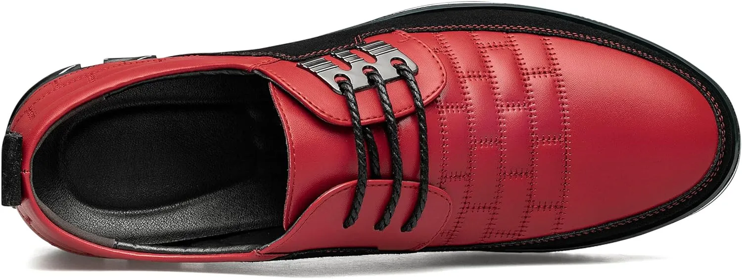Men's Premium Leather Dress Shoes Comfort Business Casual Oxford Shoes Fashion Dress Sneakers Soft Loafers Derby Shoe for Office Working Walking Driving