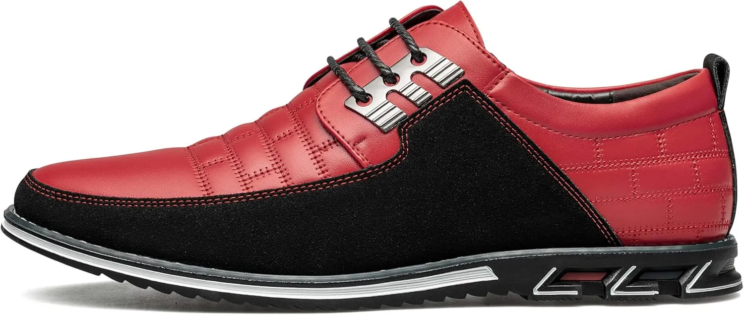 Men's Premium Leather Dress Shoes Comfort Business Casual Oxford Shoes Fashion Dress Sneakers Soft Loafers Derby Shoe for Office Working Walking Driving