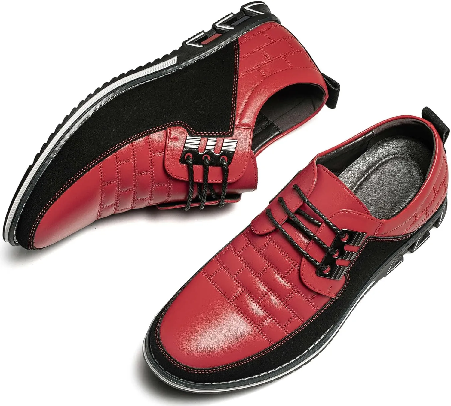 Men's Premium Leather Dress Shoes Comfort Business Casual Oxford Shoes Fashion Dress Sneakers Soft Loafers Derby Shoe for Office Working Walking Driving