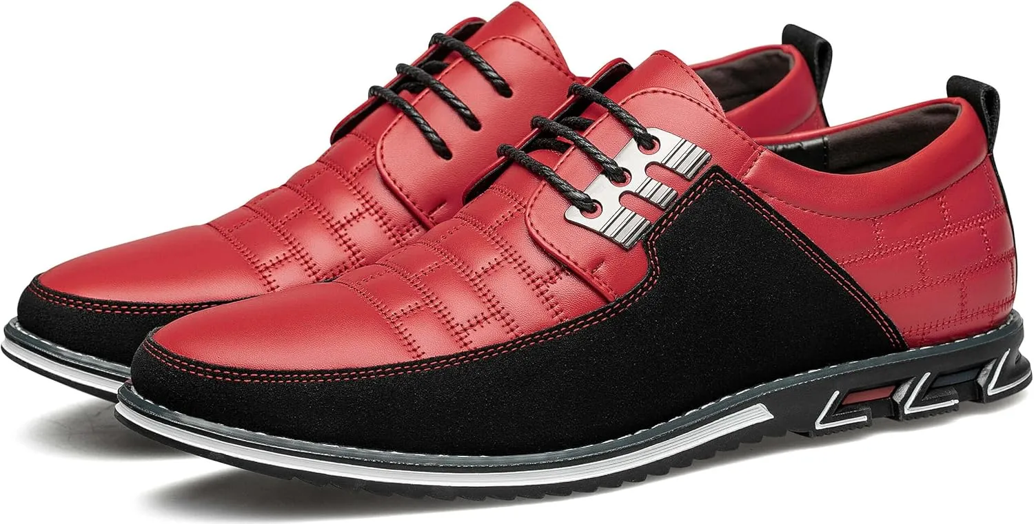 Men's Premium Leather Dress Shoes Comfort Business Casual Oxford Shoes Fashion Dress Sneakers Soft Loafers Derby Shoe for Office Working Walking Driving