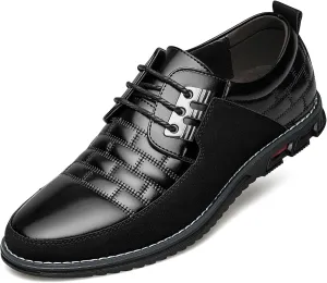 Men's Premium Leather Dress Shoes Comfort Business Casual Oxford Shoes Fashion Dress Sneakers Soft Loafers Derby Shoe for Office Working Walking Driving