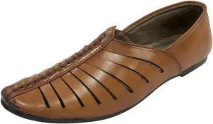 Mens Punjabi Jutti Style Tan Sherwani Shoes Loafers jalsa Jutti Men Groom Breathable Shoes