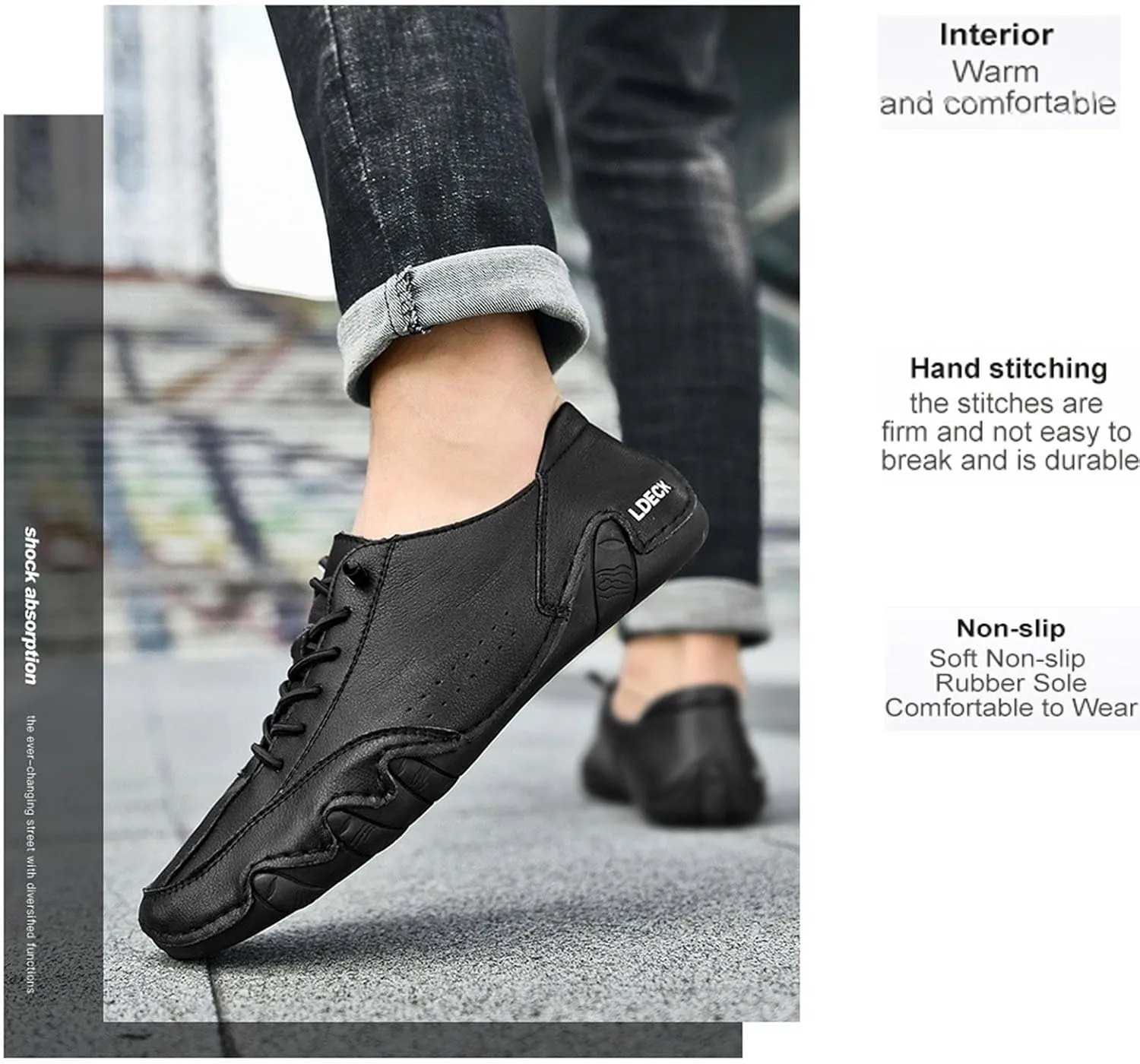 Men's Retro Suede Soft Sole Lace-Up Board Shoes Fashionable and Comfortable Non-Slip Flat Walking Shoes Classic Modern Brushed Leather Oxfords