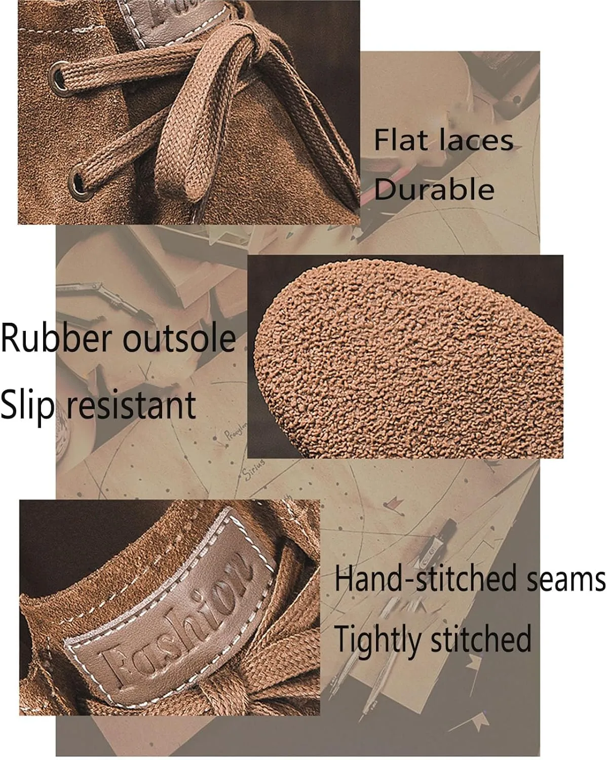 Men's Retro Suede Soft Sole Lace-Up Board Shoes Fashionable and Comfortable Non-Slip Flat Walking Shoes Classic Modern Brushed Leather Oxfords