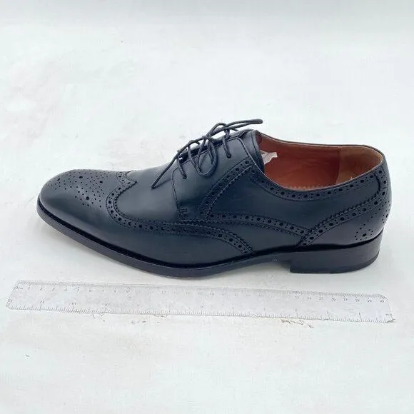 Men's Round ToeShoes Brogue Genuine Leather Lace-Up Oxford Derby Black