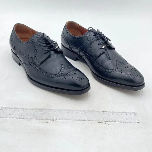 Men's Round ToeShoes Brogue Genuine Leather Lace-Up Oxford Derby Black