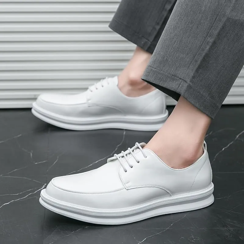 Men's Shiny Patent Leather Dress Shoes Business Casual Derby Shoe Lace-Up Anti-Slip Formal Duty Work Shoes