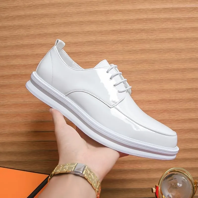 Men's Shiny Patent Leather Dress Shoes Business Casual Derby Shoe Lace-Up Anti-Slip Formal Duty Work Shoes
