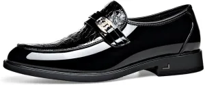 Men's Shiny Patent Leather Dress Shoes Classic Slip On Formal Business Pointed Toe Derbys Shoes for Men