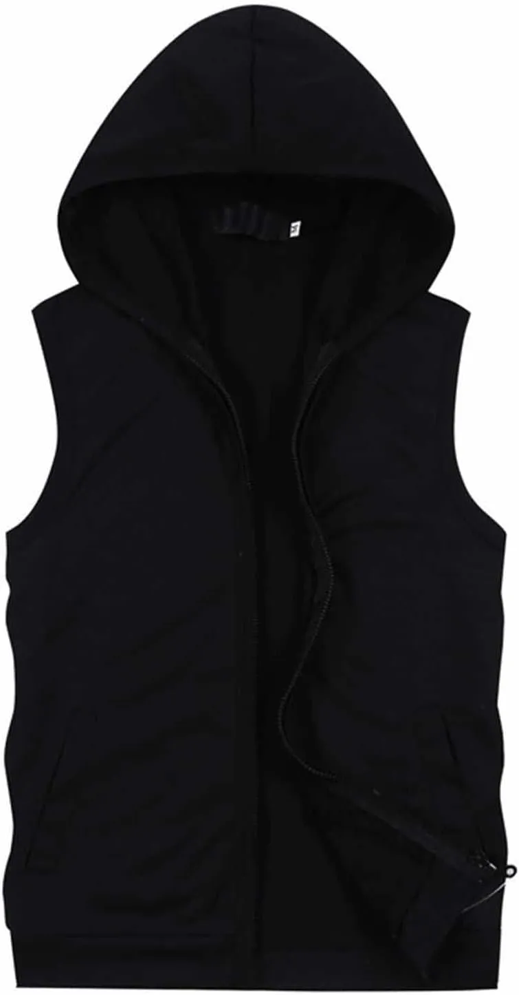 Men's Sleeveless Tank Tops with Hood Athletic Bodybuilding Fitness Gym Muscle Cut Off T Shirt Workout Sweatshirts Vest
