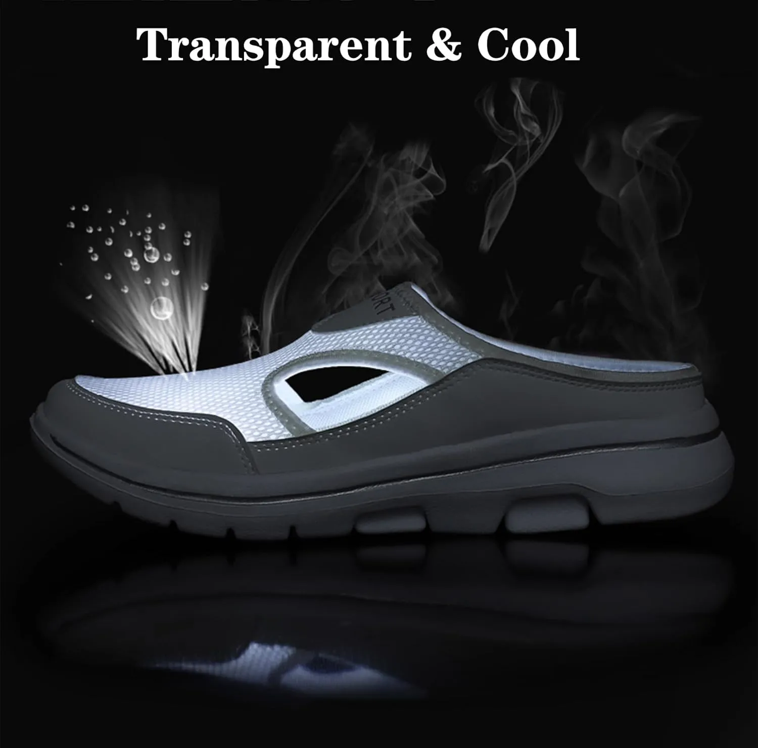 Men's Slip On Mules Womens Lightweight Open Back Shoes Comfort Walking Shoes Breathable Slippers Closed Toe Slides