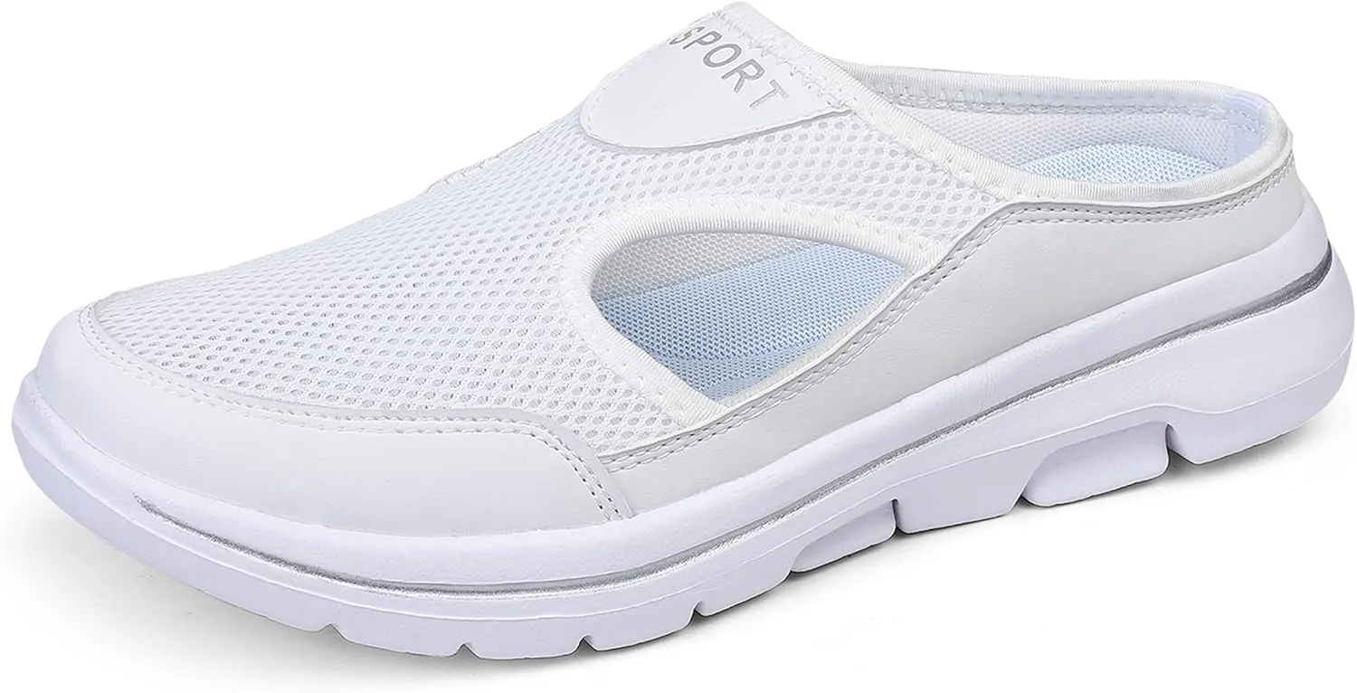 Men's Slip On Mules Womens Lightweight Open Back Shoes Comfort Walking Shoes Breathable Slippers Closed Toe Slides