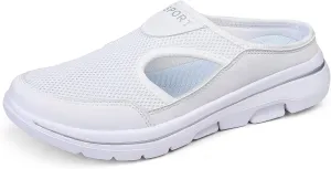 Men's Slip On Mules Womens Lightweight Open Back Shoes Comfort Walking Shoes Breathable Slippers Closed Toe Slides