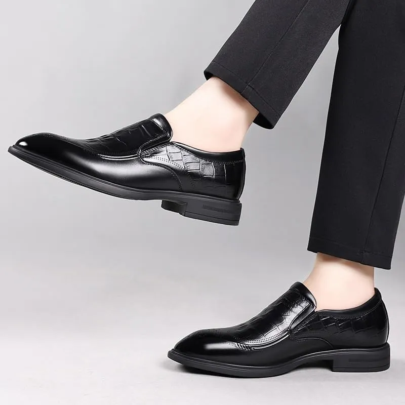 Men's Slip On Tuxedo Shoes Pointed Toe Classic Formal Business Oxfords Shoes Casual Wedding Faux Patent Derby Shoe for Men