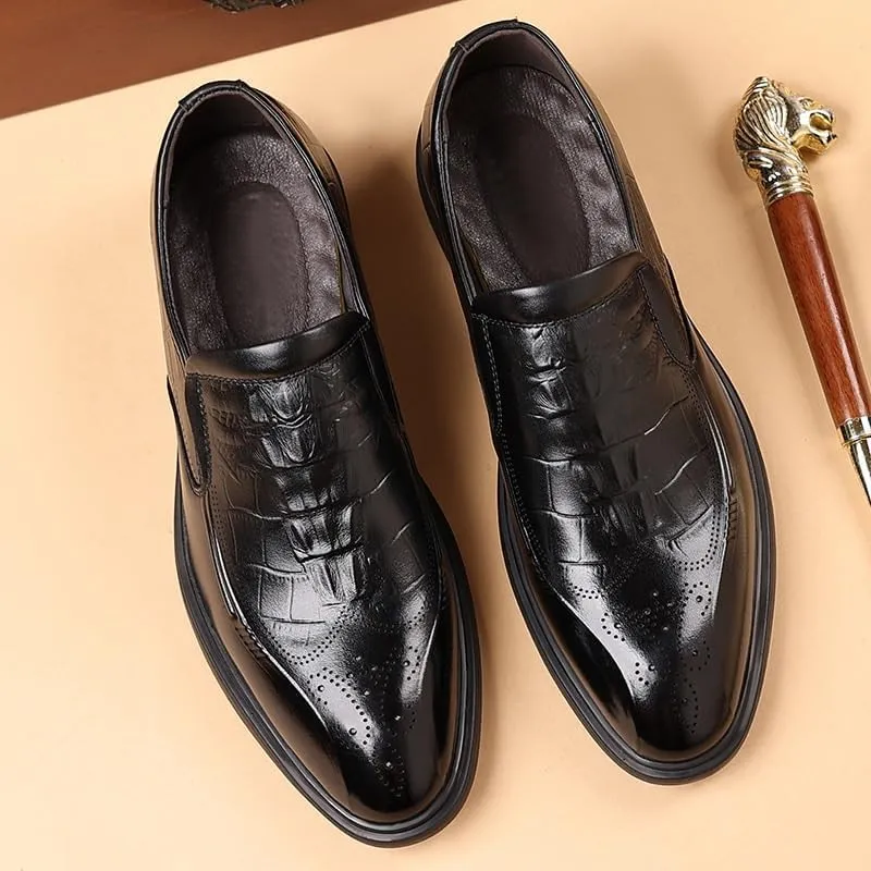 Men's Slip On Tuxedo Shoes Pointed Toe Classic Formal Business Oxfords Shoes Casual Wedding Faux Patent Derby Shoe for Men