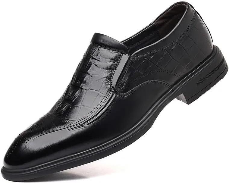 Men's Slip On Tuxedo Shoes Pointed Toe Classic Formal Business Oxfords Shoes Casual Wedding Faux Patent Derby Shoe for Men