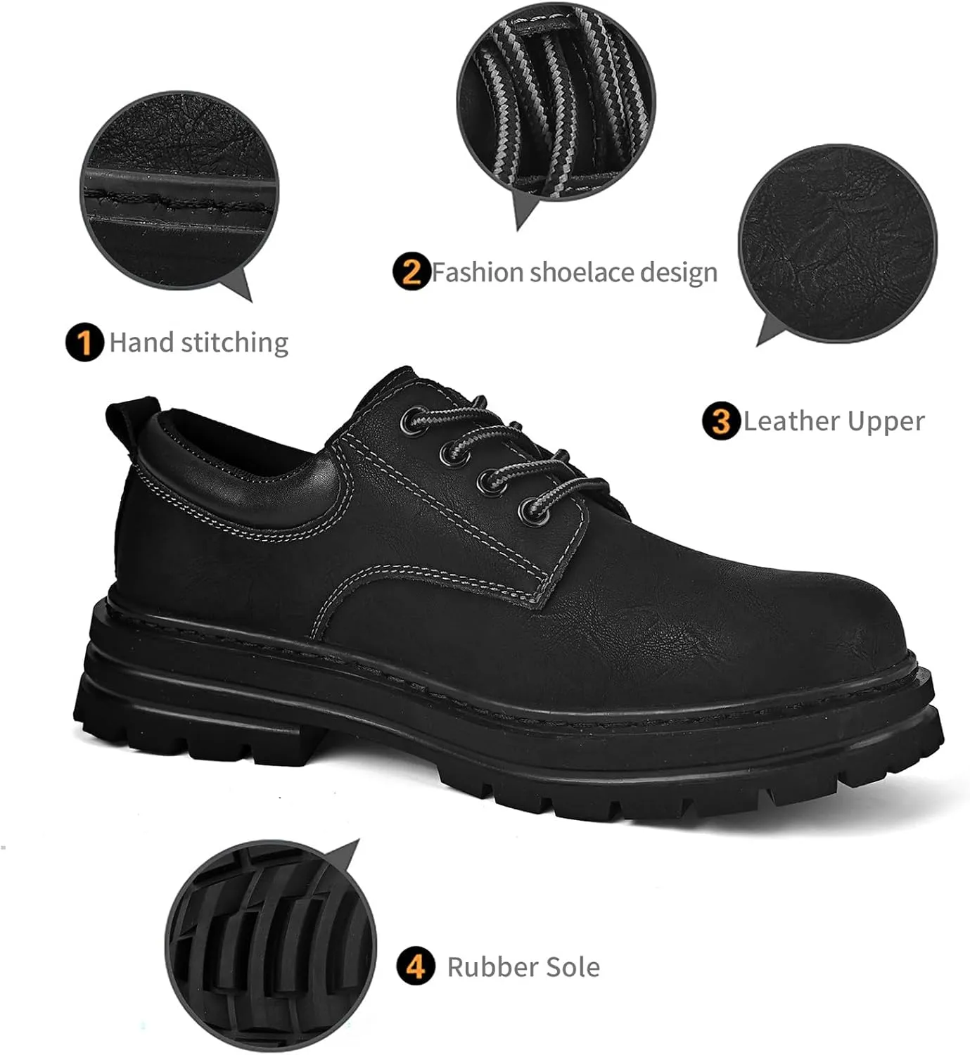 Mens Soft Toe Work Shoes Oxford Leather Stylish Dress Non Slip Resistant Comfortable Casual Wolking Shoes for Men
