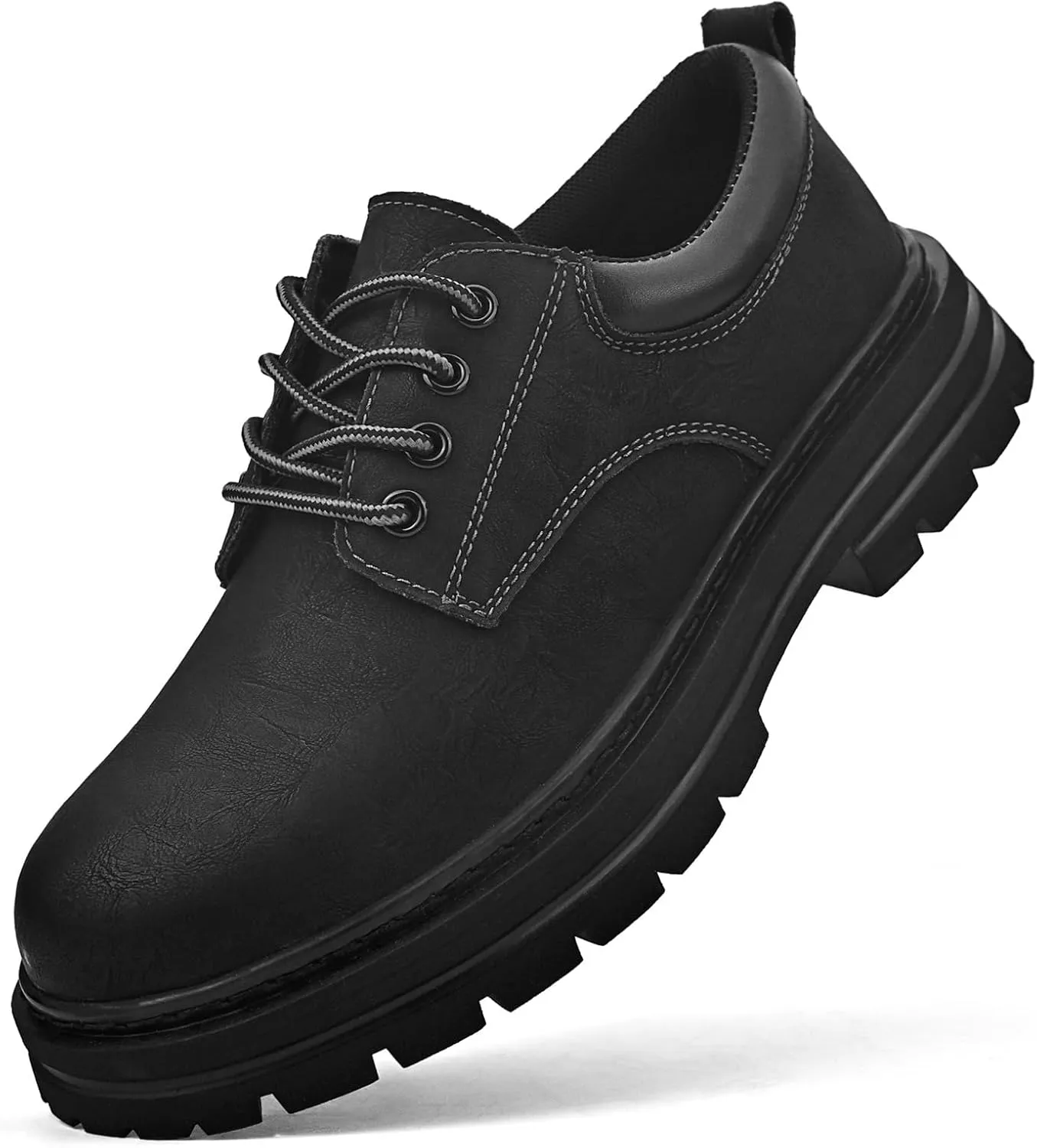 Mens Soft Toe Work Shoes Oxford Leather Stylish Dress Non Slip Resistant Comfortable Casual Wolking Shoes for Men