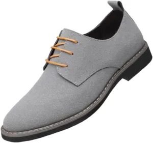 Men's Suede Dress Oxfords Shoes Fashion Round-Toe Lace up Low Top Nubuck Leather Casual Shoes Classic Business Formal Derby Shoe