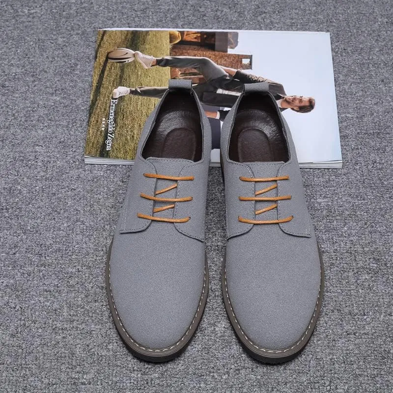 Men's Suede Dress Oxfords Shoes Fashion Round-Toe Lace up Low Top Nubuck Leather Casual Shoes Classic Business Formal Derby Shoe