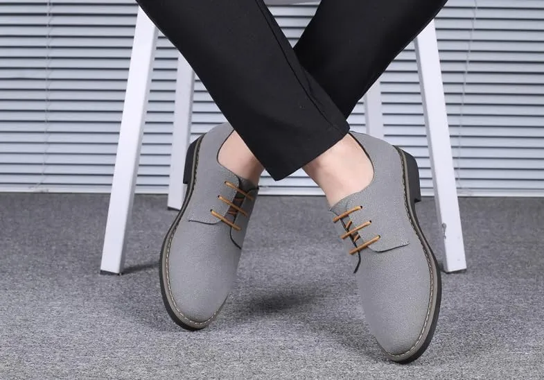 Men's Suede Dress Oxfords Shoes Fashion Round-Toe Lace up Low Top Nubuck Leather Casual Shoes Classic Business Formal Derby Shoe