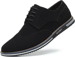 Men's Suede Lace Up Brogue Oxford Shoes,Flats Wing Tips Business Dress Shoe Classic Retro Comfortable Casual Shoe