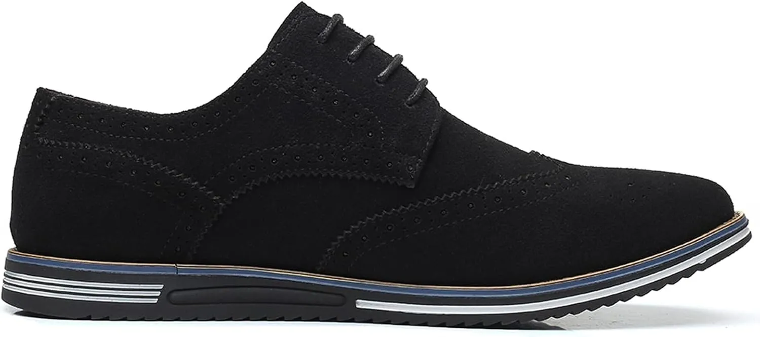 Men's Suede Lace Up Brogue Oxford Shoes,Flats Wing Tips Business Dress Shoe Classic Retro Comfortable Casual Shoe