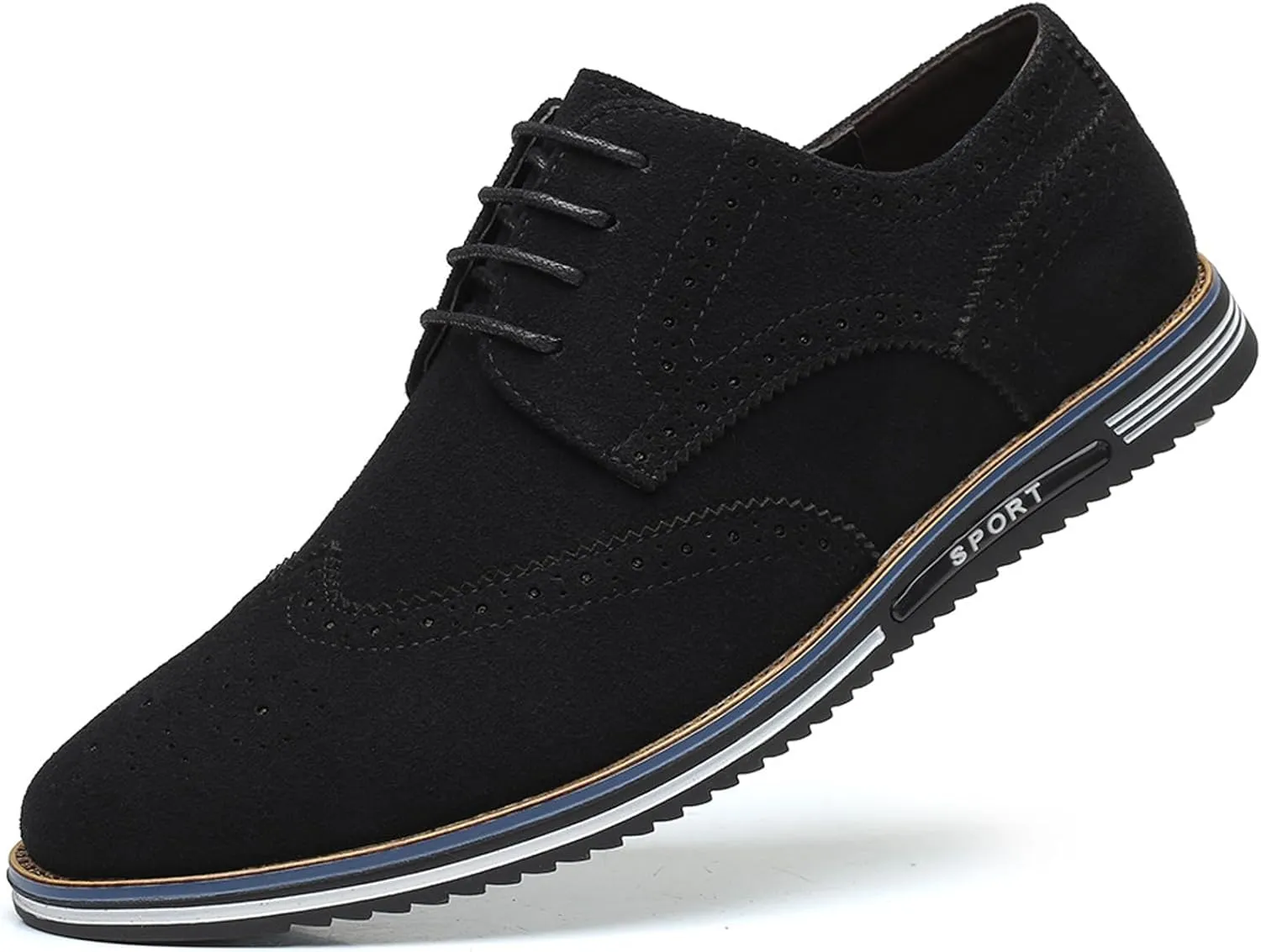 Men's Suede Lace Up Brogue Oxford Shoes,Flats Wing Tips Business Dress Shoe Classic Retro Comfortable Casual Shoe