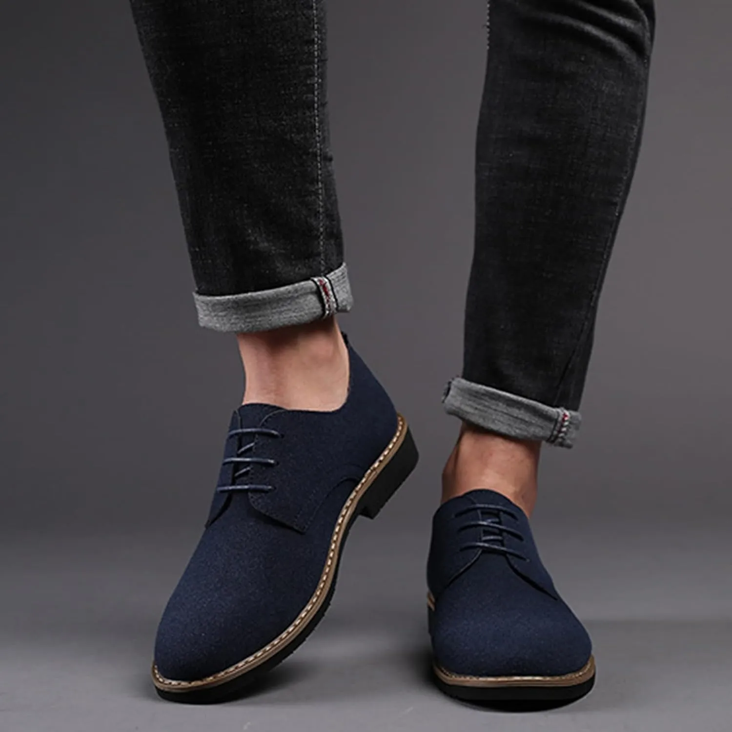 Men's Suede Lace-up Business Formal Dress Derby Shoes Suit Dressy Oxfords Wedding Oxford Flats