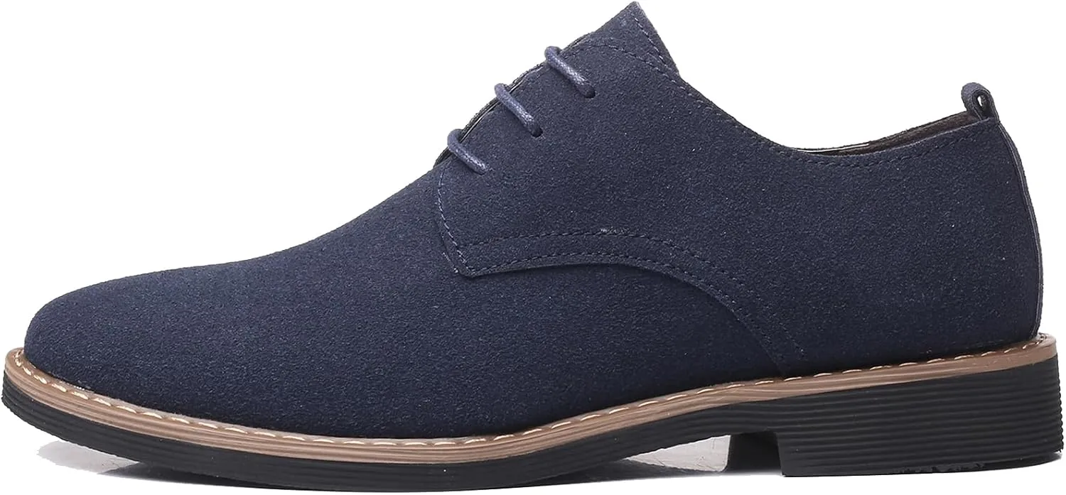 Men's Suede Lace-up Business Formal Dress Derby Shoes Suit Dressy Oxfords Wedding Oxford Flats