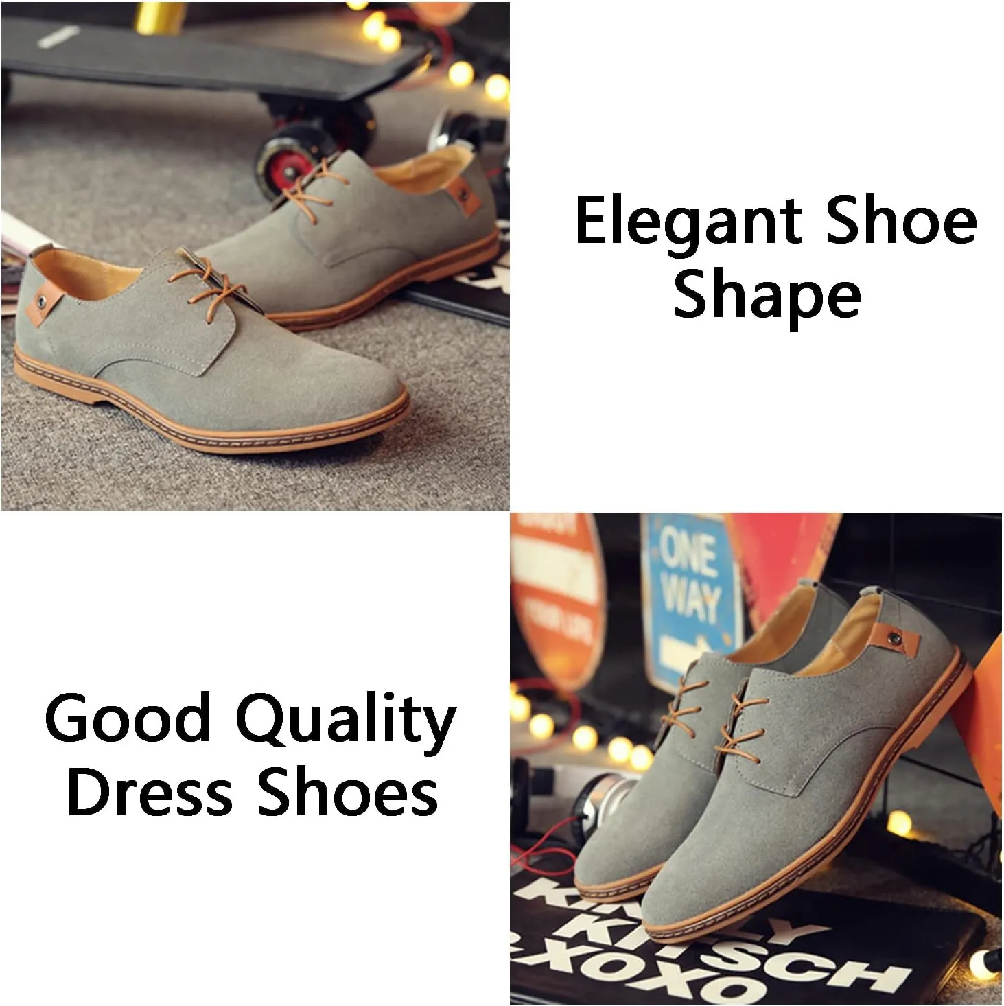 Men's Suede Lace Up Oxfords Orthopedic Leather Shoes,Dress Business Casual Shoes Luxury Work Office Soft Sole Derby Shoes