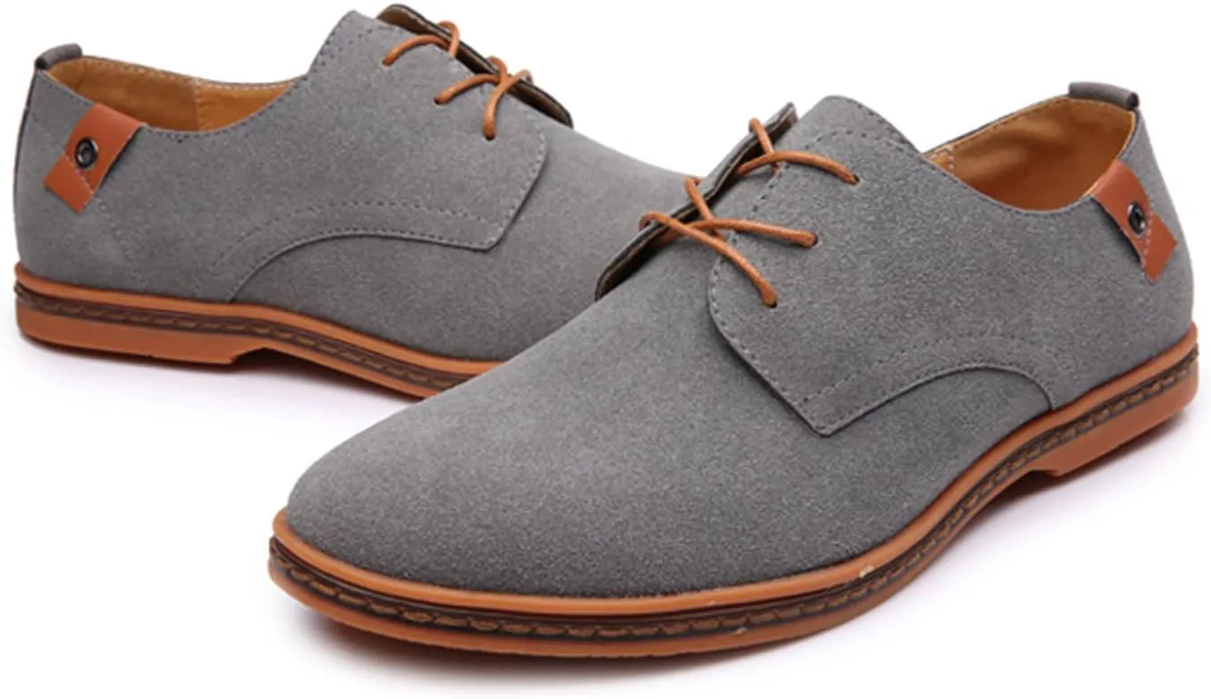 Men's Suede Lace Up Oxfords Orthopedic Leather Shoes,Dress Business Casual Shoes Luxury Work Office Soft Sole Derby Shoes