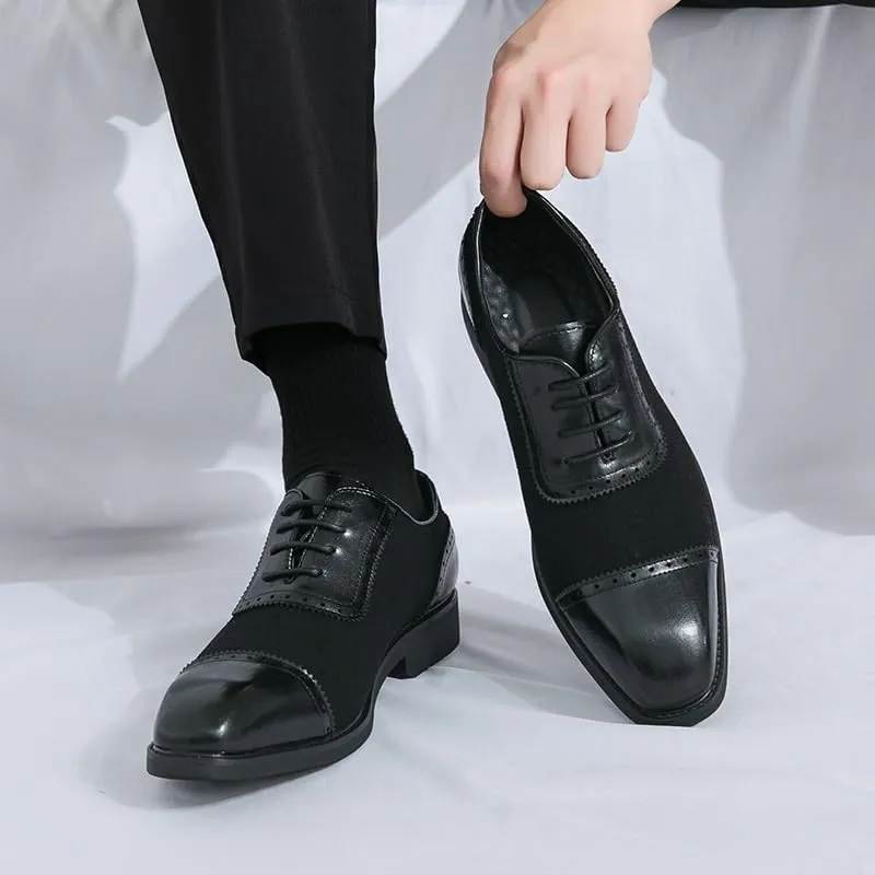 Mens Suede Leather Classic Lace Up Oxford Shoes Men's Wingtip Dress Shoes Non Slip Business Derby Shoes for Men