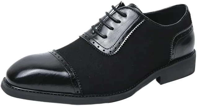 Mens Suede Leather Classic Lace Up Oxford Shoes Men's Wingtip Dress Shoes Non Slip Business Derby Shoes for Men