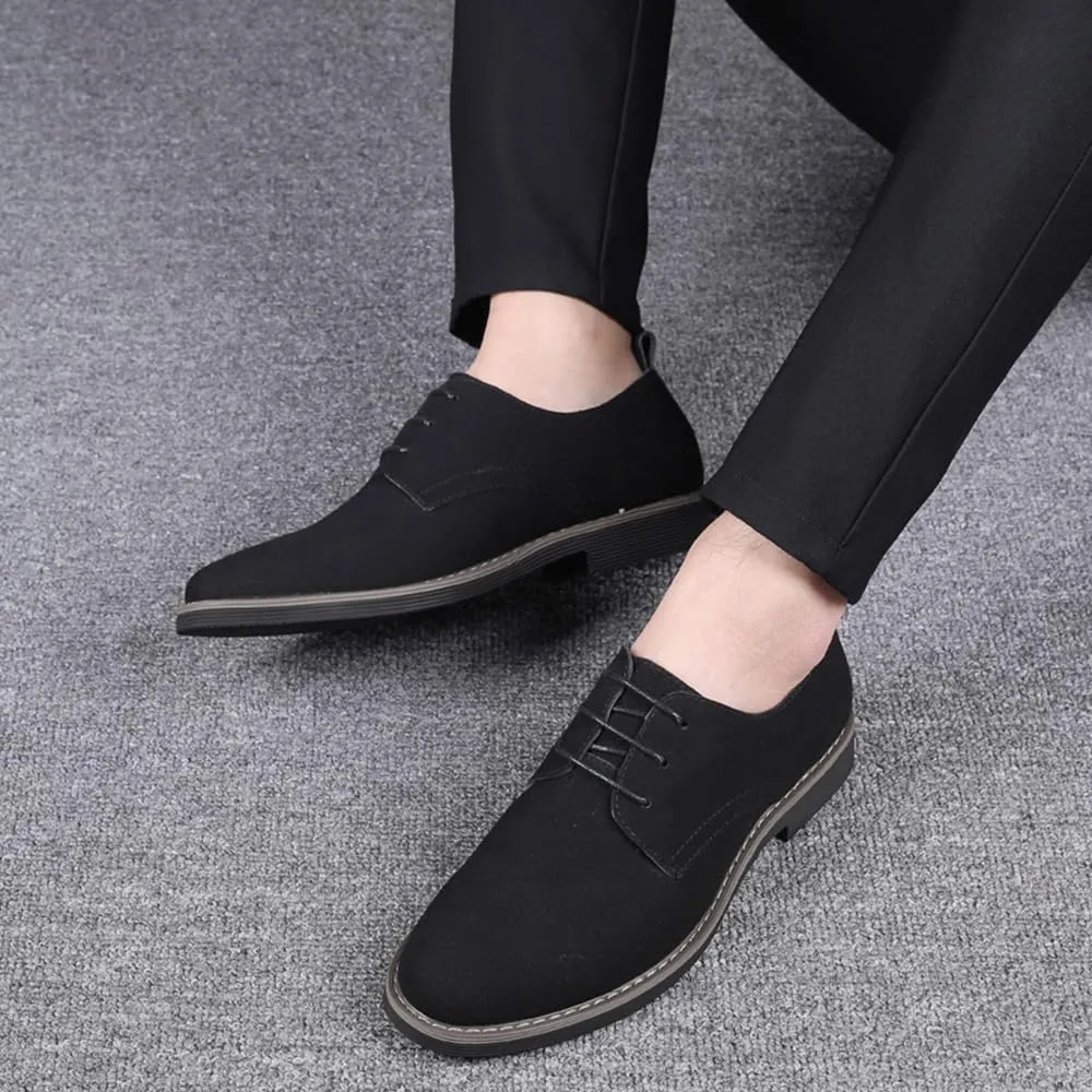 Mens Suede Shoes Dress Shoes Classic Oxfords Business Casual Lace Up Derbys Shoes