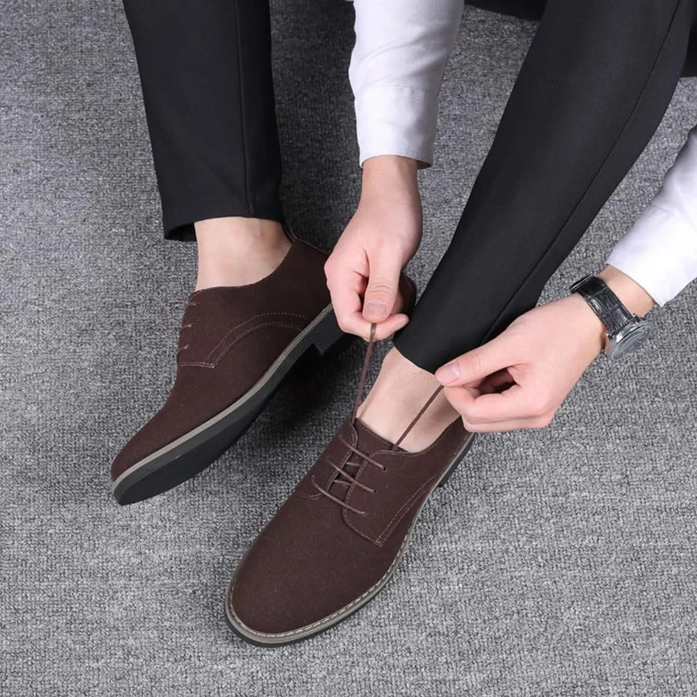 Mens Suede Shoes Dress Shoes Classic Oxfords Business Casual Lace Up Derbys Shoes