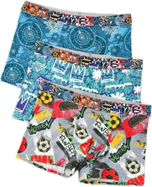 Men'S Underwear Graffiti Printing Four Corner Underwear Trend Flat Underpants Stretch Comfortable Fashion Personality 3pcs