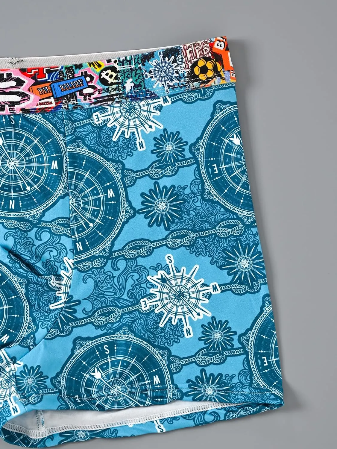 Men'S Underwear Graffiti Printing Four Corner Underwear Trend Flat Underpants Stretch Comfortable Fashion Personality 3pcs