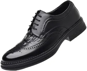 Men's Vintage Crocodile Print Strap Slip On Dress Shoes Mens Suede Leather Classic Lace Up Oxford Shoes for Weddings Business Office Prom