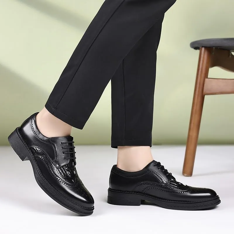 Men's Vintage Crocodile Print Strap Slip On Dress Shoes Mens Suede Leather Classic Lace Up Oxford Shoes for Weddings Business Office Prom
